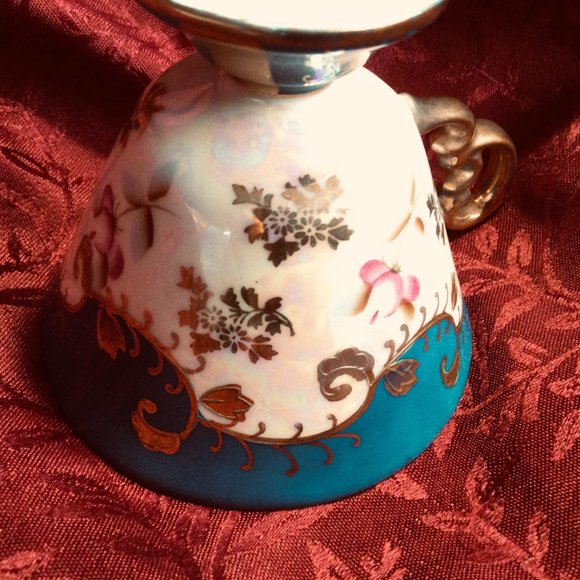 Royal Sealy Japan Iridescent Blue Gold Teacup - Picture 8 of 14